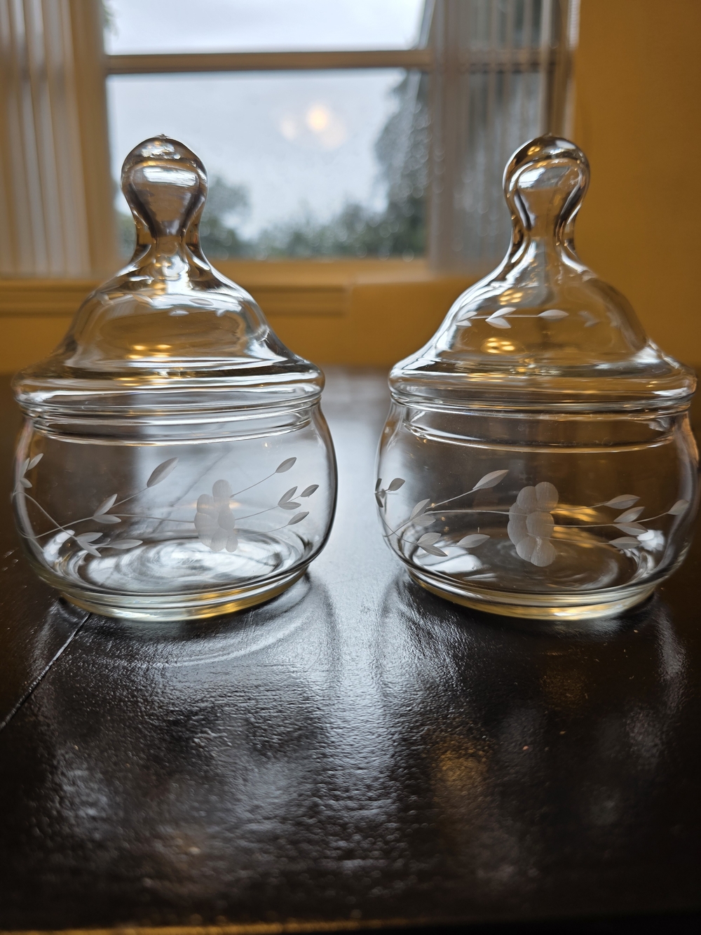 Vintage Princess House Heritage Etched Glass Sugar Bowl with Lid Candy Dish 2